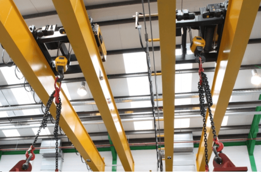 2x ZX double girder crane wire rope hoists in action