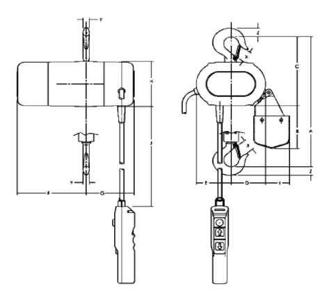 Yale CPS electric hoist dimensions