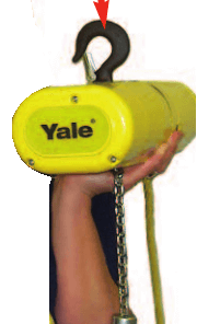 Yale CPS mini electric hoist in palm of hand