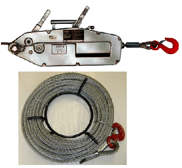 yaletrac cable puller with spare wire rope