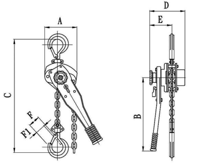 tiger ss19 subsea lever hoist dimensions
