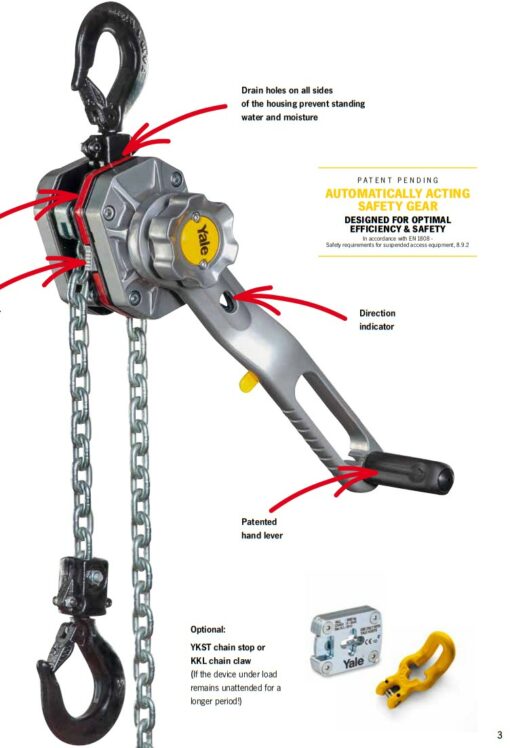 Yale Utility lever hoist UT key components