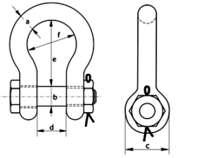 large bow shackle with safety bolt dimensions