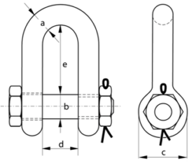 large d shackle with safety bolt