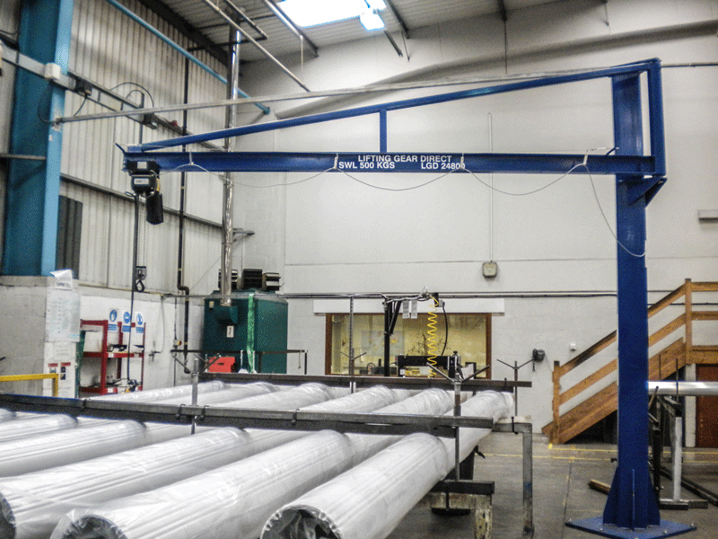 over braced jib crane in factory